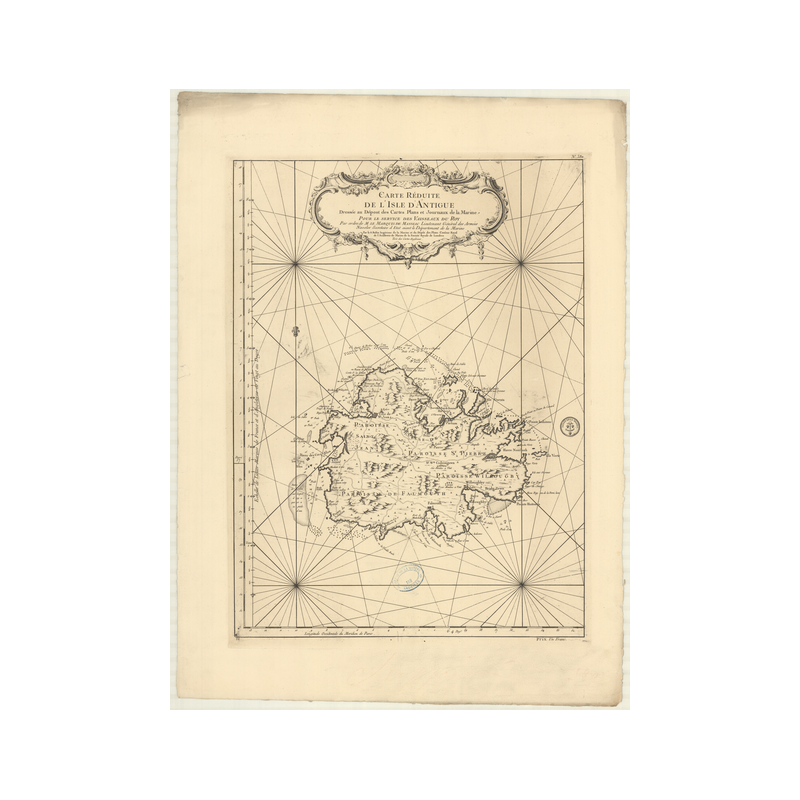 Reproduction carte marine ancienne - 380 - ANTIGUE - ANTIGUA (île) - ATLANTIQUE, ANTILLES (Mer) - (1758 - ?)