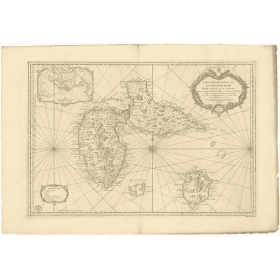 Reproduction carte marine ancienne - 381 - MARIE GALANTE (île), SAINTES (îles) - GUADELOUPE - ATLANTIQUE, ANTILLES (Mer) - (1759