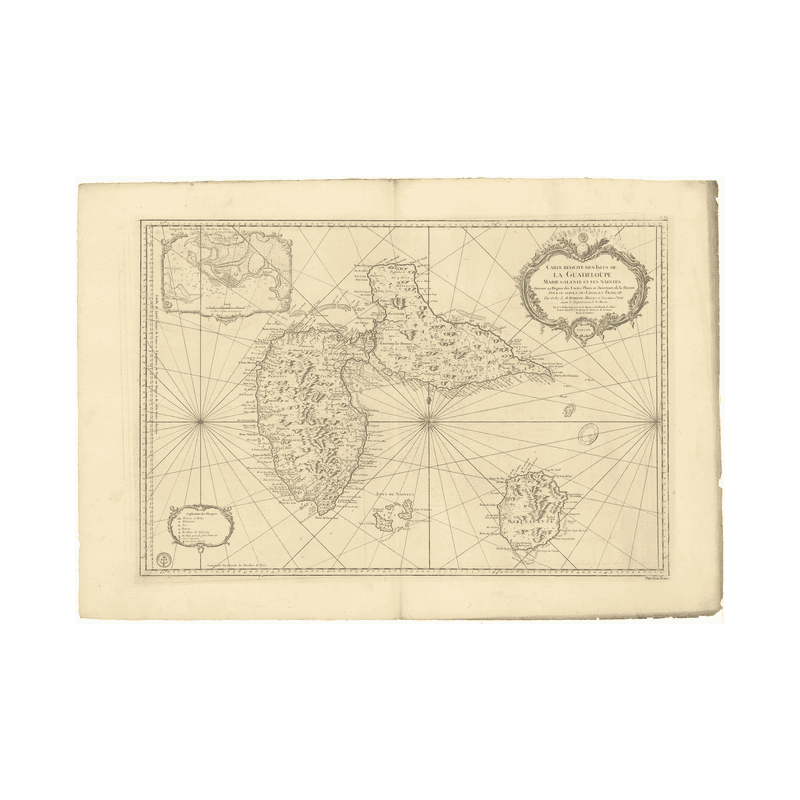 Reproduction carte marine ancienne - 381 - MARIE GALANTE (île), SAINTES (îles) - GUADELOUPE - ATLANTIQUE, ANTILLES (Mer) - (1759