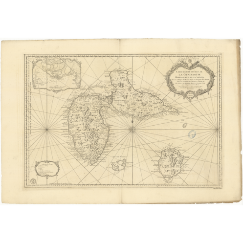 Carte marine ancienne - 381 - MARIE GALANTE (île), SAINTES (îles) - GUADELOUPE - ATLANTIQUE, ANTILLES (Mer) - (1759 - ?)