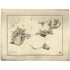 Reproduction carte marine ancienne Shom - 382 - ANTILLES, SAINTES (îles) - Atlantique,ANTILLES (Mer) - (1818 - 1873)
