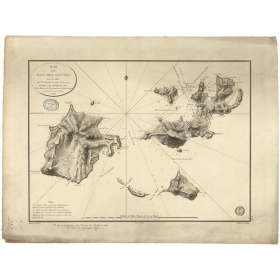 Reproduction carte marine ancienne - 382 - ANTILLES, SAINTES (îles) - ATLANTIQUE, ANTILLES (Mer) - (1818 - 1873)