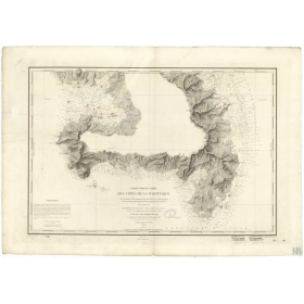 Reproduction carte marine ancienne Shom - 385 - ANTILLES, MARTINIQUE (Côte Sud), VAUCLIN (Pointe), NEGRES (Pointe), VAU