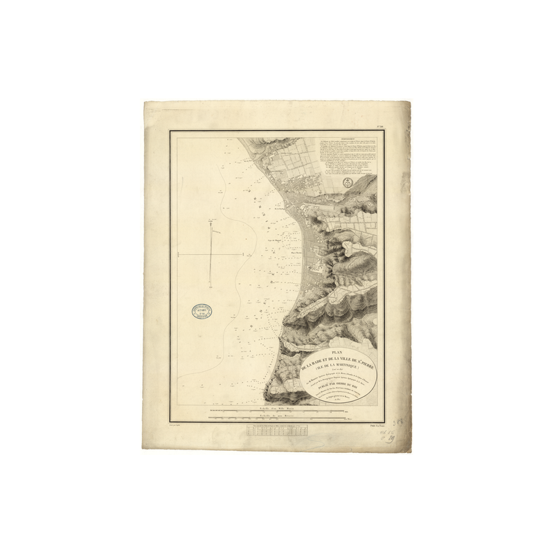 Reproduction carte marine ancienne - 388 - ANTILLES, SAINT-PIERRE (Rade) - MARTINIQUE - ATLANTIQUE, ANTILLES (Mer) - (1827 - 194