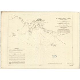 Reproduction carte marine ancienne Shom - 895 - ANTILLES, SAINT-THOMAS (île), SAINT-THOMAS (Port) - VIERGES (îles) - A