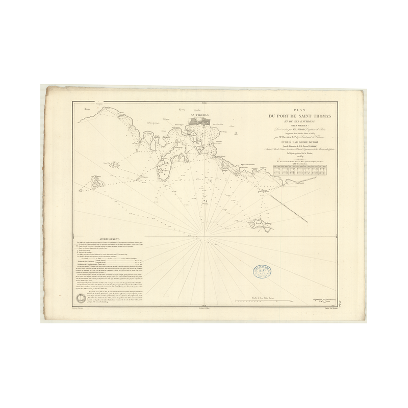 Reproduction carte marine ancienne Shom - 895 - ANTILLES, SAINT-THOMAS (île), SAINT-THOMAS (Port) - VIERGES (îles) - A