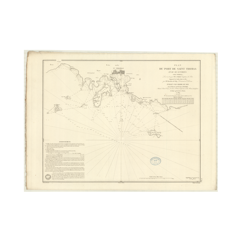 Carte marine ancienne - 895 - ANTILLES, SAINT-THOMAS (île), SAINT-THOMAS (Port) - VIERGES (îles) - ATLANTIQUE, ANTILLES (Mer) -