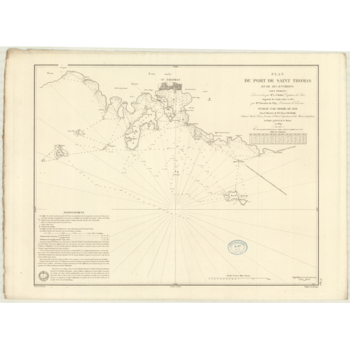 Reproduction carte marine ancienne Shom - 895 - ANTILLES, SAINT-THOMAS (île), SAINT-THOMAS (Port) - VIERGES (îles) - A