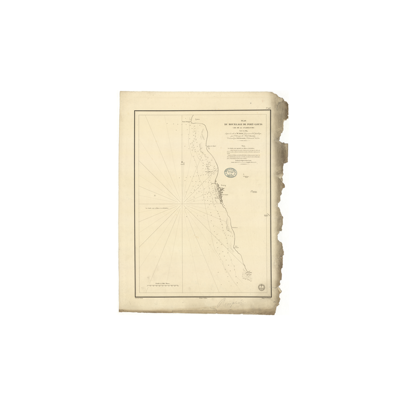 Carte marine ancienne - 928 - ANTILLES, PORT LOUIS (Mouillage) - GUADELOUPE - ATLANTIQUE, ANTILLES (Mer) - (1840 - ?)