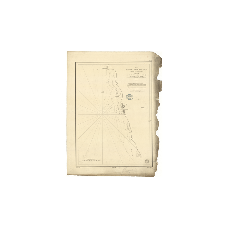 Reproduction carte marine ancienne - 928 - ANTILLES, PORT LOUIS (Mouillage) - GUADELOUPE - ATLANTIQUE, ANTILLES (Mer) - (1840 -