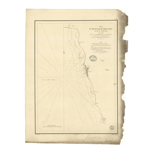Reproduction carte marine ancienne - 928 - ANTILLES, PORT LOUIS (Mouillage) - GUADELOUPE - ATLANTIQUE, ANTILLES (Mer) - (1840 - Reproduction carte marine ancienne - 928 - ANTILLES, PORT LOUIS (Mouillage) - GUADELOUPE - ATLANTIQUE, ANTILLES (Mer) - (1840 -