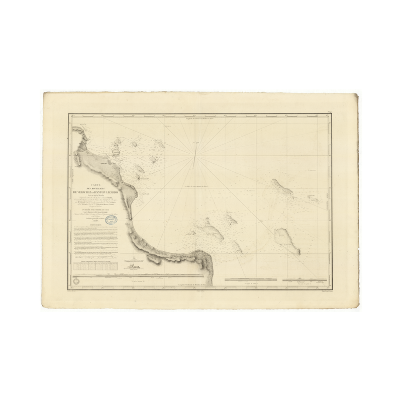 Reproduction carte marine ancienne - 941 - CAMPECHE (Golfe), VERACRUZ (Mouillage), ANTON LIZARDO (Mouillage) - MEXIQUE - ATLANTI