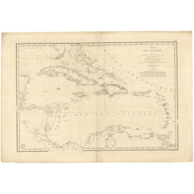 Reproduction carte marine ancienne - 963 - ANTILLES - ATLANTIQUE, ANTILLES (Mer), MEXIQUE (Golfe) - (1842 - ?)