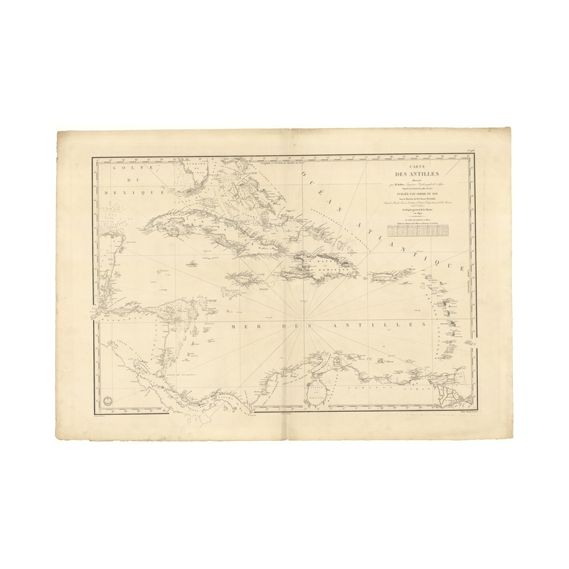 Reproduction carte marine ancienne Shom - 963 - ANTILLES - Atlantique,ANTILLES (Mer),MEXIQUE (Golfe) - (1842 - ?)