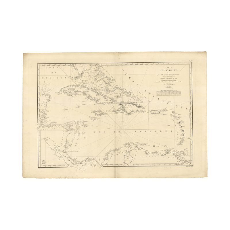 Carte marine ancienne - 963 - ANTILLES - Atlantique, ANTILLES (Mer), MEXIQUE (Golfe) - (1842 - ?)