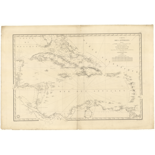 Carte marine ancienne - 963 - ANTILLES - Atlantique, ANTILLES (Mer), MEXIQUE (Golfe) - (1842 - ?)