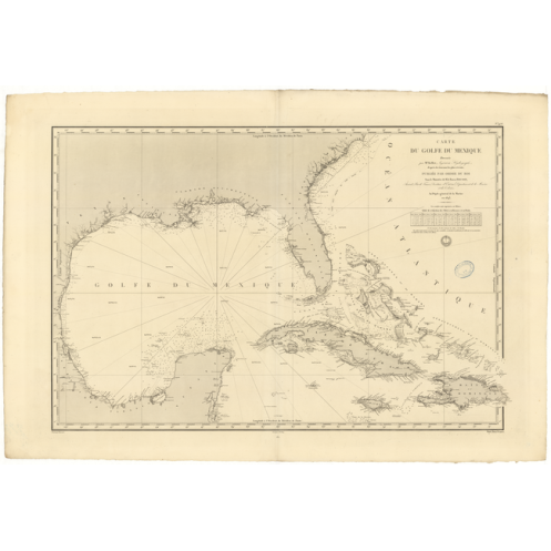 Carte marine ancienne - 976 - ANTILLES (Partie Nord) - Atlantique, MEXIQUE (Golfe) - (1843 - ?)