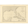 Reproduction carte marine ancienne Shom - 976 - ANTILLES (Partie Nord) - Atlantique,MEXIQUE (Golfe) - (1843 - ?)