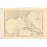 Reproduction carte marine ancienne - 976 - ANTILLES (Partie Nord) - ATLANTIQUE, MEXIQUE (Golfe) - (1843 - ?)