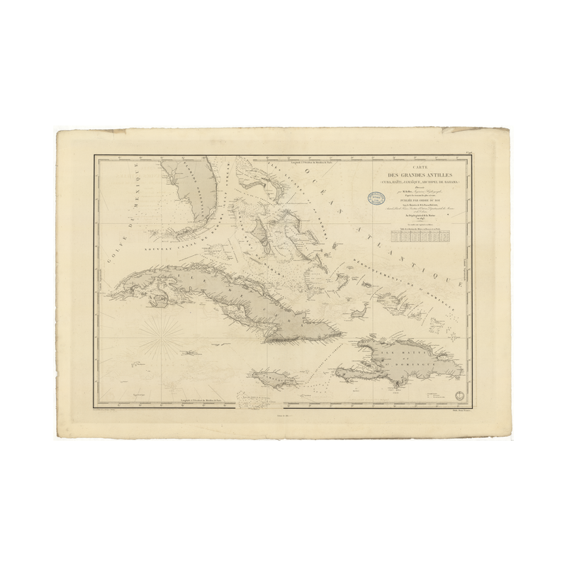 Reproduction carte marine ancienne Shom - 998 - ANTILLES, BAHAMA (îles) - CUBA,HAITI,JAMAIQUE - Atlantique,ANTILLES (Me