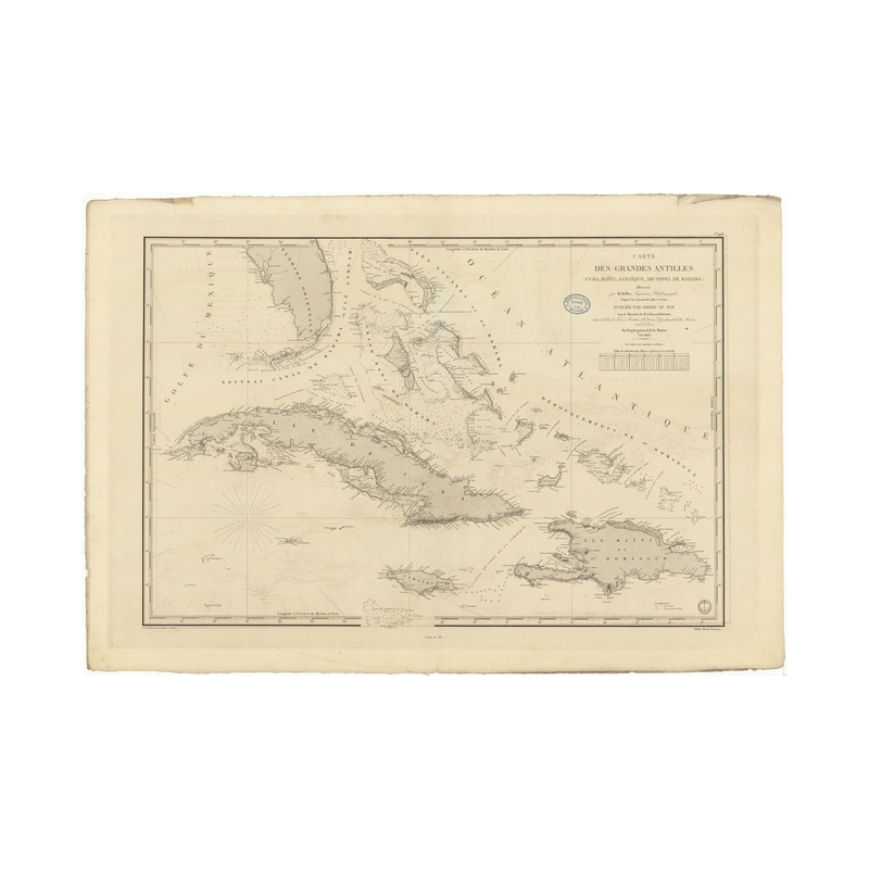 Reproduction carte marine ancienne - 998 - ANTILLES, BAHAMA (îles) - CUBA, HAITI, JAMAIQUE - ATLANTIQUE, ANTILLES (Mer), MEXIQUE