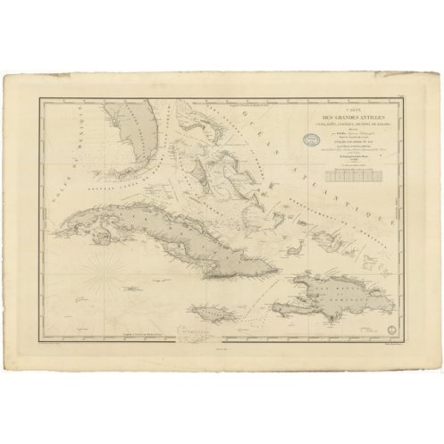 Reproduction carte marine ancienne Shom - 998 - ANTILLES, BAHAMA (îles) - CUBA,HAITI,JAMAIQUE - Atlantique,ANTILLES (Me