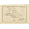 Reproduction carte marine ancienne - 998 - ANTILLES, BAHAMA (îles) - CUBA, HAITI, JAMAIQUE - ATLANTIQUE, ANTILLES (Mer), MEXIQUE