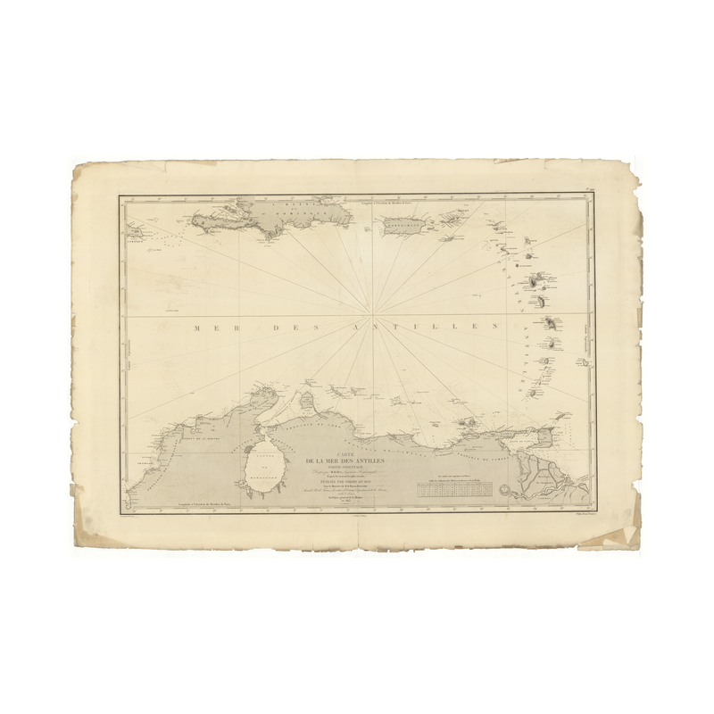 Reproduction carte marine ancienne Shom - 999 - JAMAIQUE, BARBADE - VENEZUELA - Atlantique,ANTILLES (Partie Est),ANTILLE