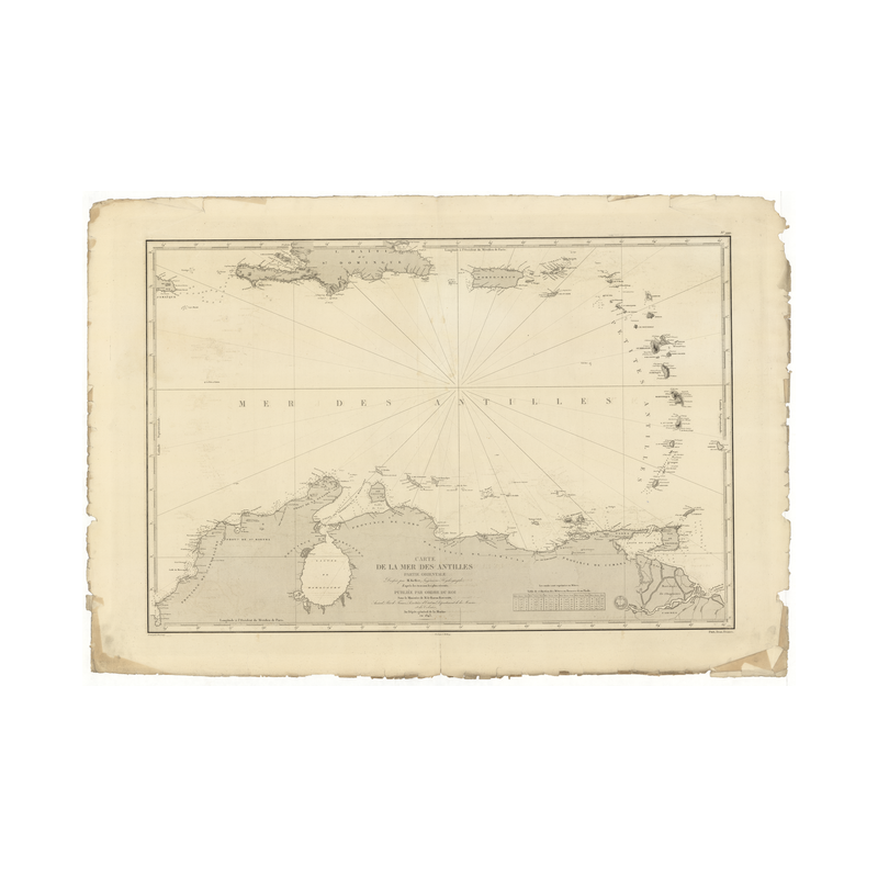 Reproduction of old nautical chart - 999 - JAMAIQUE, BARBADE - VENEZUELA - ATLANTIQUE, ANTILLES (Partie Est), ANTILLES (Mer) - (