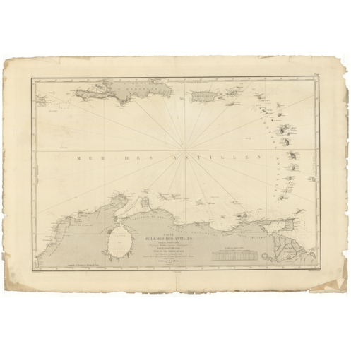 Reproduction of old nautical chart - 999 - JAMAIQUE, BARBADE - VENEZUELA - ATLANTIQUE, ANTILLES (Partie Est), ANTILLES (Mer) - (