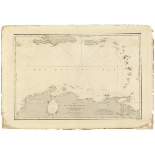 Carte marine ancienne - 999 - JAMAIQUE, BARBADE - VENEZUELA - ATLANTIQUE, ANTILLES (Partie Est), ANTILLES (Mer) - (1843 - ?)