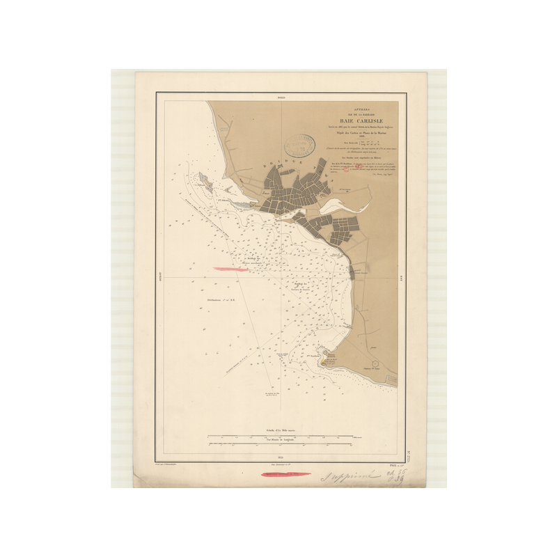 Reproduction of old nautical chart - 2725 - ANTILLES, CARLISLE (Baie) - BARBADE (île), BARBADE (île) - ATLANTIQUE, ANTILLES (Mer