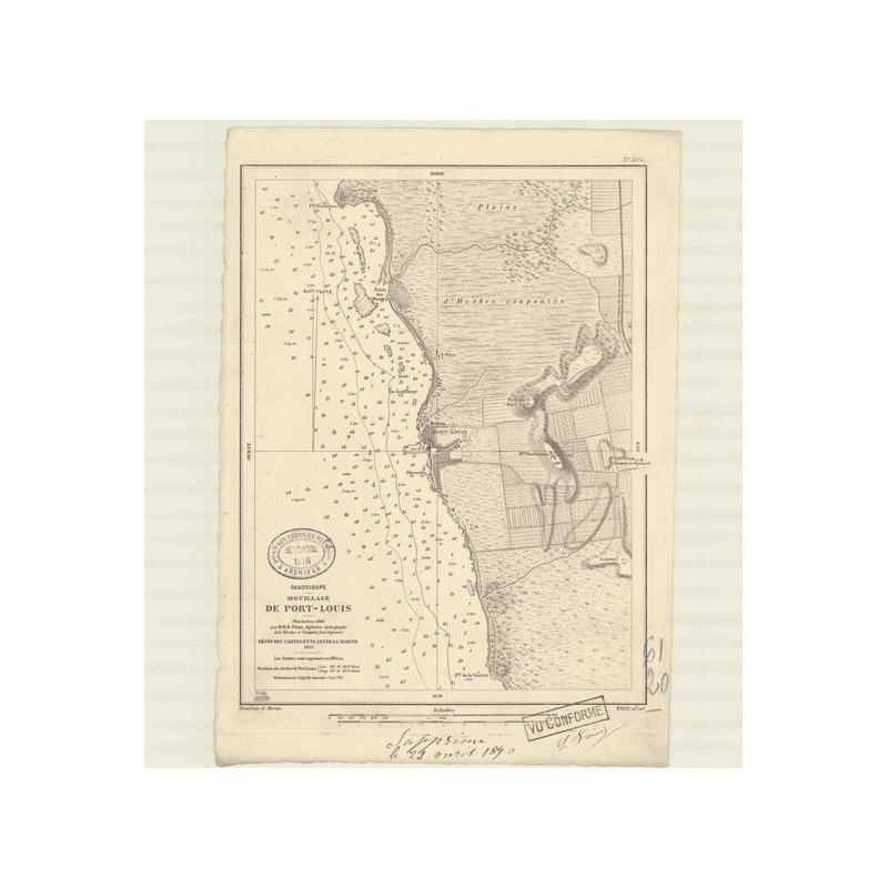 Reproduction carte marine ancienne - 3124 - ANTILLES, PORT LOUIS (Mouillage) - GUADELOUPE - ATLANTIQUE, ANTILLES (Mer) - (1872 -