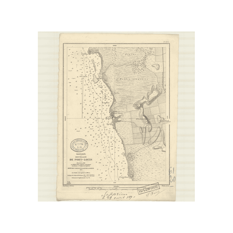 Carte marine ancienne - 3124 - ANTILLES, PORT LOUIS (Mouillage) - GUADELOUPE - ATLANTIQUE, ANTILLES (Mer) - (1872 - 1890)