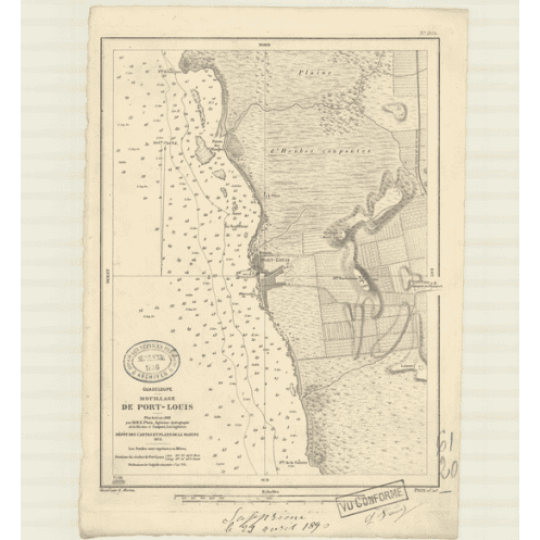 Reproduction carte marine ancienne - 3124 - ANTILLES, PORT LOUIS (Mouillage) - GUADELOUPE - ATLANTIQUE, ANTILLES (Mer) - (1872 -