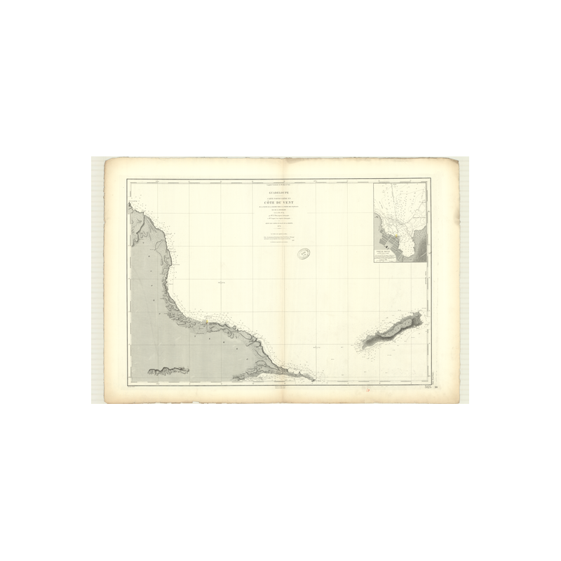 Reproduction carte marine ancienne Shom - 3125 - ANTILLES, d'SIRADE (île), GRANDE VIGIE (Pointe), CHATEAUX (Pointe) - G