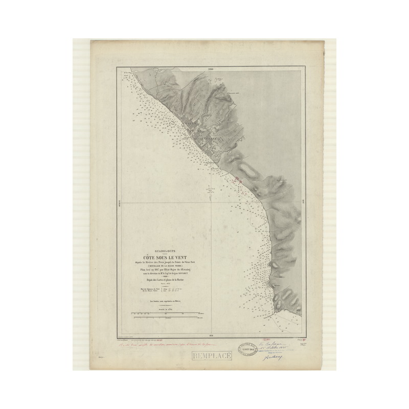 Carte marine ancienne - 3127 - ANTILLES, BASSE TERRE (Mouillage) - GUADELOUPE - ATLANTIQUE, ANTILLES (Mer) - (1872 - ?)