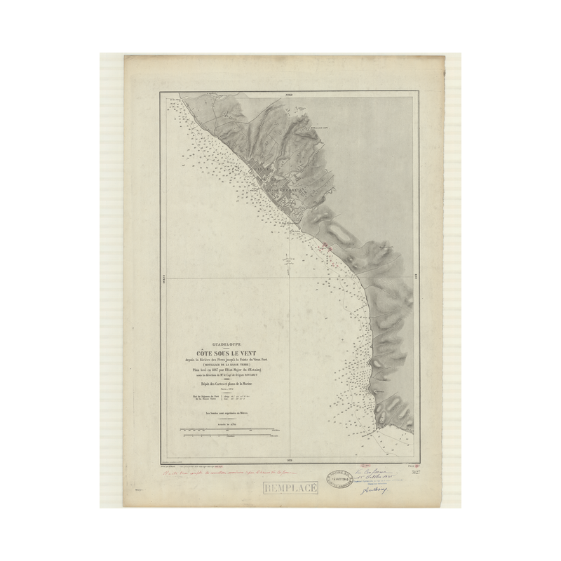 Reproduction carte marine ancienne - 3127 - ANTILLES, BASSE TERRE (Mouillage) - GUADELOUPE - ATLANTIQUE, ANTILLES (Mer) - (1872