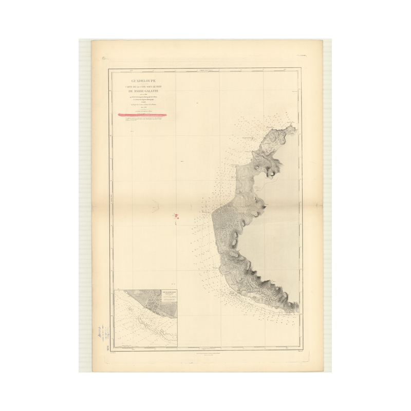 Carte marine ancienne - 3128 - ANTILLES, MARIE GALANTE (île) - GUADELOUPE - ATLANTIQUE, ANTILLES (Mer) - (1872 - ?)