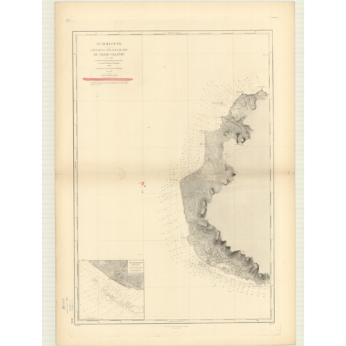 Reproduction carte marine ancienne Shom - 3128 - ANTILLES, MARIE GALANTE (île) - GUADELOUPE - Atlantique,ANTILLES (Mer)