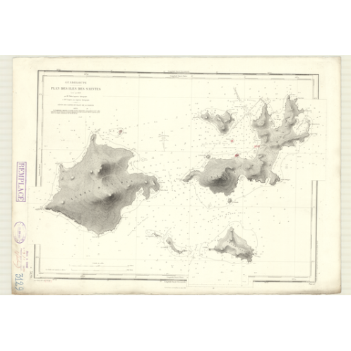 Reproduction carte marine ancienne Shom - 3129 - ANTILLES, SAINTES (îles) - GUADELOUPE - Atlantique,ANTILLES (Mer) - (1