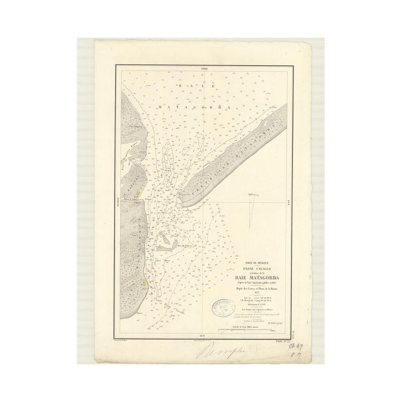 Reproduction carte marine ancienne Shom - 3150 - MATAGORDA (Baie), CAVALLO (Passe) - ETATS-UNIS (Côte Sud) - Atlantique