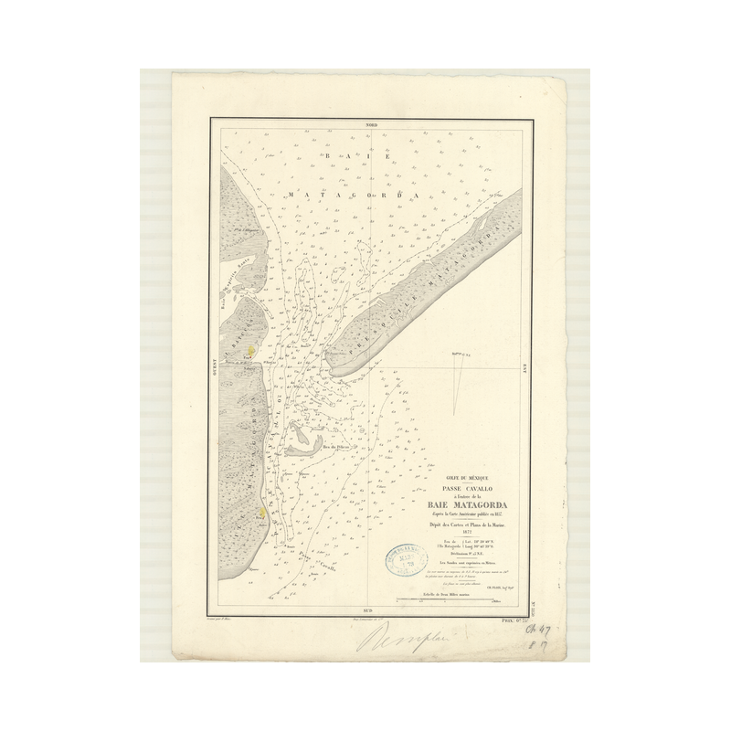 Carte marine ancienne - 3150 - MATAGORDA (Baie), CAVALLO (Passe) - ETATS-UNIS (Côte Sud) - ATLANTIQUE, AMERIQUE DU NORD (Côte Su