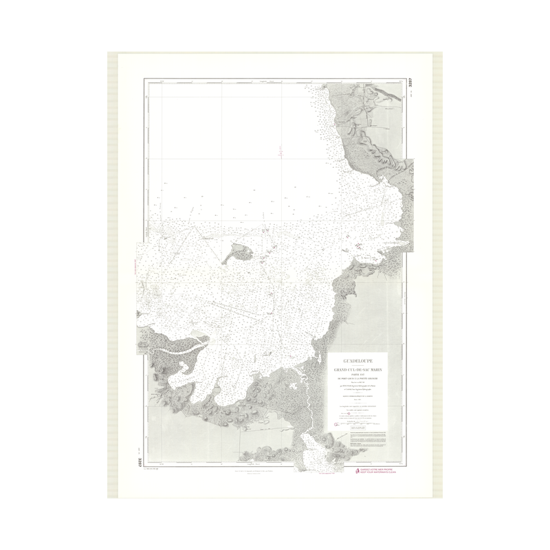 Reproduction carte marine ancienne Shom - 3287 - ANTILLES, GRAND CUL-DE-SAC MARIN (Partie Est), pORT, LOUIS, GRANGER (Po