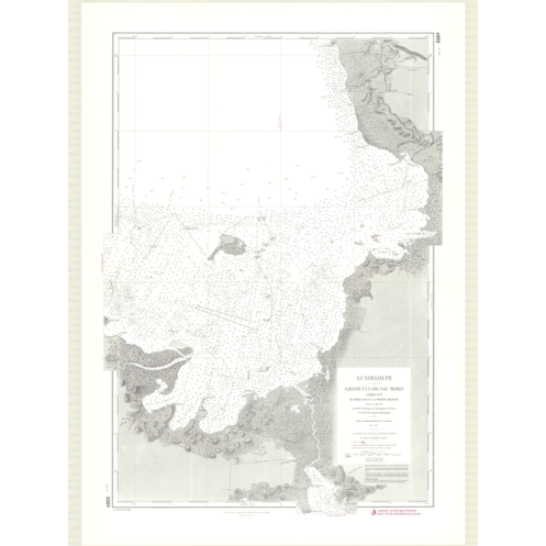 Reproduction carte marine ancienne Shom - 3287 - ANTILLES, GRAND CUL-DE-SAC MARIN (Partie Est), pORT, LOUIS, GRANGER (Po