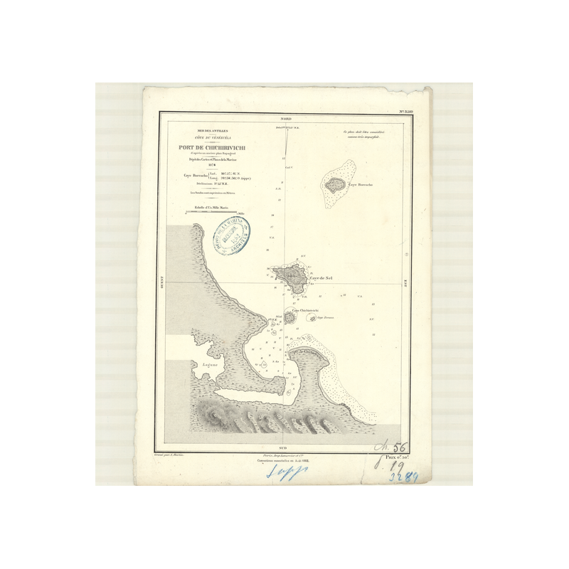 Carte marine ancienne - 3289 - CHICHIRIVICHI (Port) - VENEZUELA - ATLANTIQUE, AMERIQUE DU SUD (Côte Nord), ANTILLES (Mer) - (187