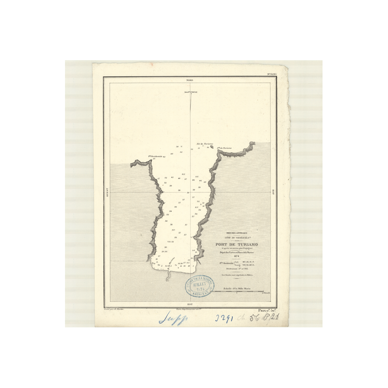 Reproduction carte marine ancienne Shom - 3291 - TURIAMO (Port) - VENEZUELA - Atlantique,AMERIQUE de SUD (Côte Nord),AN