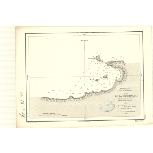 Reproduction carte marine ancienne Shom - 3305 - ESMERALDA (Anse) - VENEZUELA - Atlantique,AMERIQUE de SUD (Côte Nord),