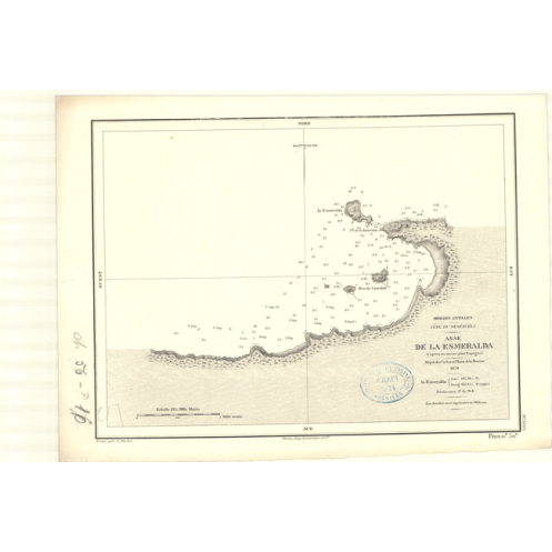 Carte marine ancienne - 3305 - ESMERALDA (Anse) - VENEZUELA - ATLANTIQUE, AMERIQUE DU SUD (Côte Nord), ANTILLES (Mer) - (1874 -