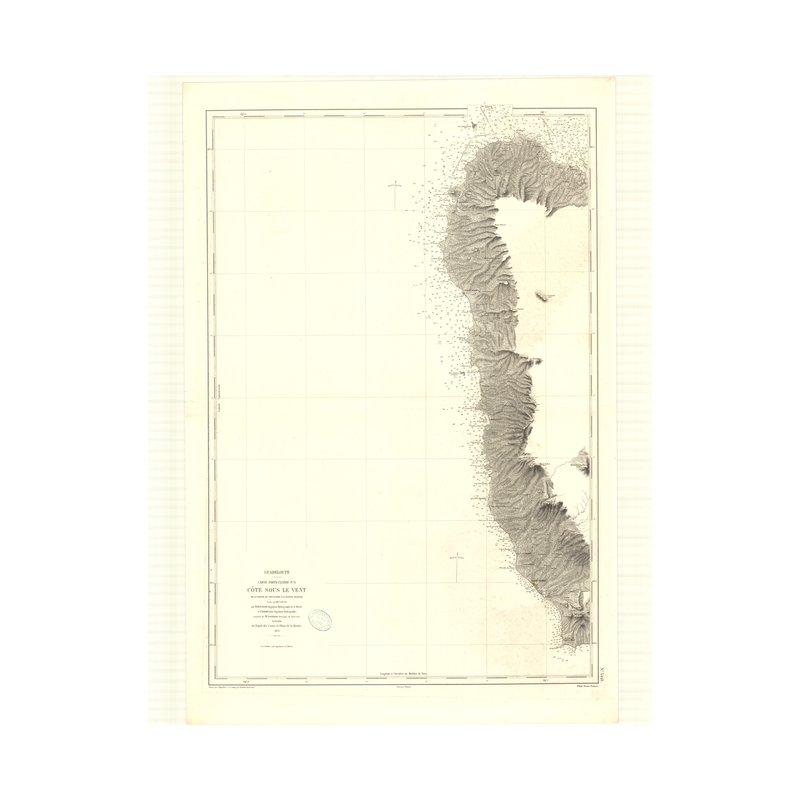 Reproduction carte marine ancienne - 3418 - ANTILLES, VIEUX FORT (Pointe), ALLEGRE (Pointe) - GUADELOUPE - ATLANTIQUE, ANTILLES